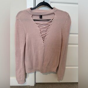 Open neck lace up sweater
